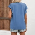 thumbnail image 3 of TNOBHG Women V-neck Ruffle Sleeve Top Women's Elegant Short-sleeved Blouse Solid Color T-shirt Soft Loose Fit Summer Comfortable Spring Tee Ruffled Short, 3 of 8