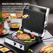 Panini Press Grill - 1600W High Power, 4-Slice Sandwich Maker with Adjustable Temp, Timer & Height, Non-Stick Plates, 180° Wide Opening, Indoor Use