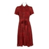 NANETTE Nanette Lepore Collared Short Sleeve Button Down Tie Waist Polyester Dress-RED BLACK