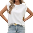 thumbnail image 2 of Summer Solid Color Women Cap Sleeve Casual Tank Tops Shirt, 2 of 6