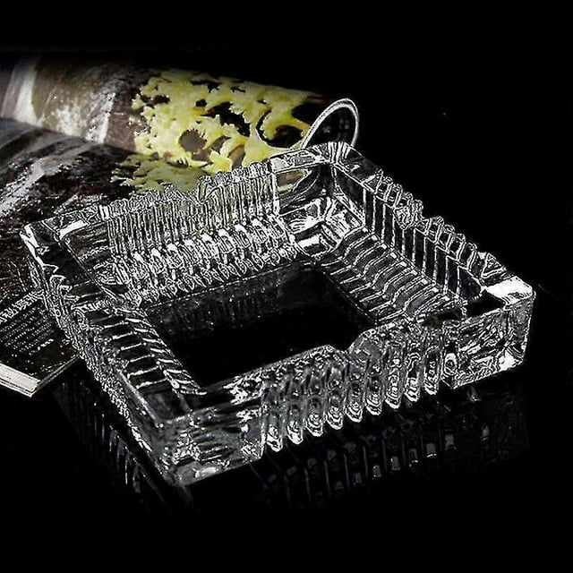 Ashtray , Large Glass Ashtray ForCigar , Clear Crystal Ash Trays Outdoor Glass Spuare Ashtrays (7x7inch)