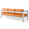 thumbnail image 5 of Modway Shore Outdoor Patio Aluminum Sofa in Silver Orange, 5 of 10