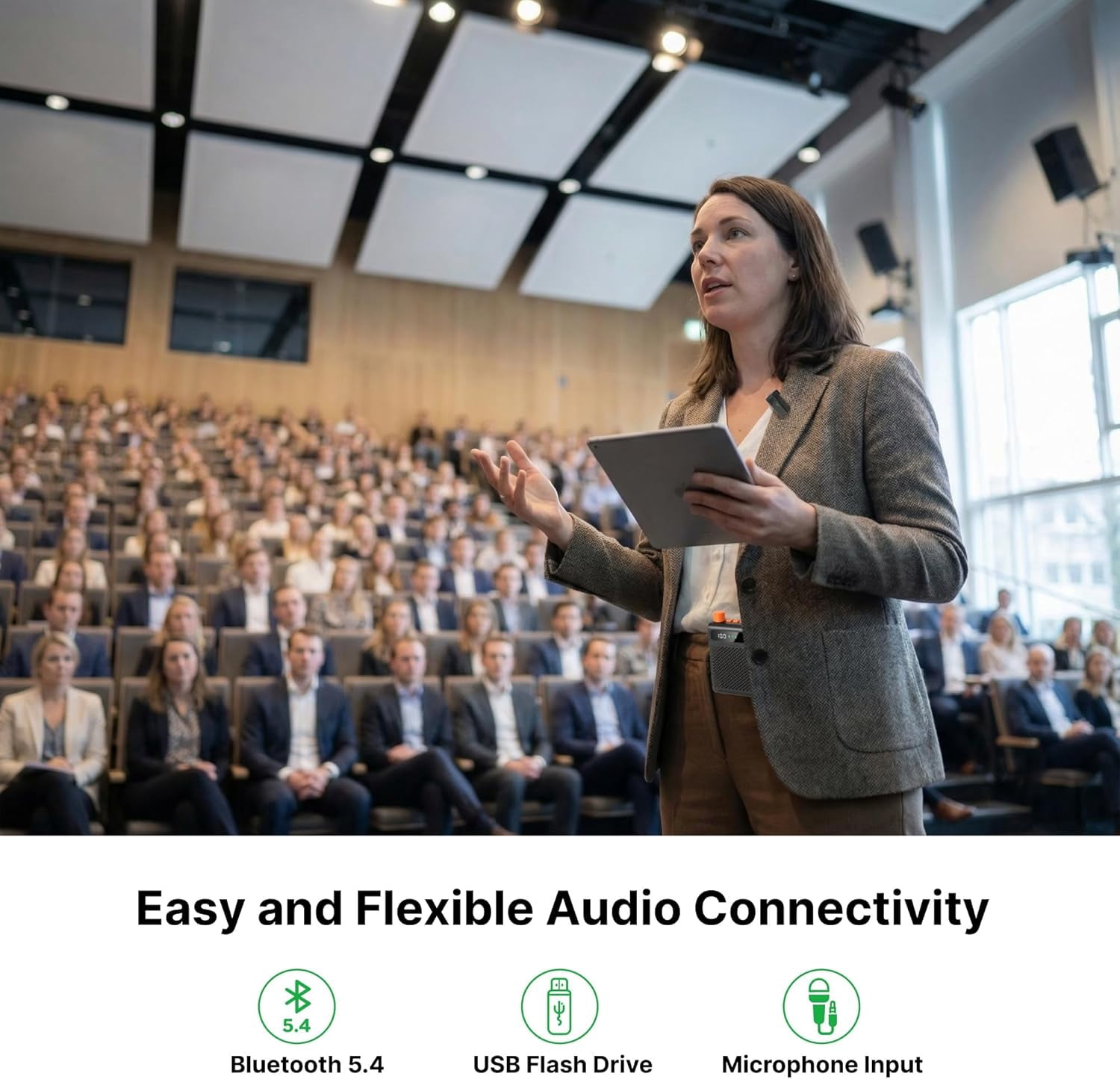 Wireless Voice Amplifier for Teachers with Microphone - Portable Rechargeable 10W Bluetooth Speaker with Wireless Clip-On Mic Waist Strap for Classroom Teaching Public Speaking Training (Black)