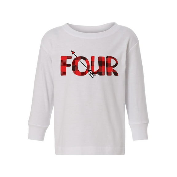 4th Birthday Toddler Long Sleeve Shirt I'm Four Boys Shirt Girls T-Shirt Red Four Kids T-Shirt
