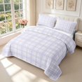 thumbnail image 3 of Manfei Vintage Grid Quilt King,Modern Checkered King Coverlet Set,Purple,3 Pieces,1 Bedspread and 2 Pillowcases, 3 of 7