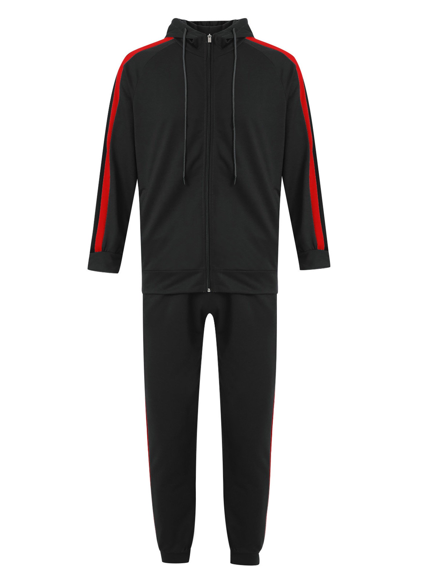 Men Color Block Hoodie Tracksuit Set Hooded Tops + Jogger Pants Suit ...