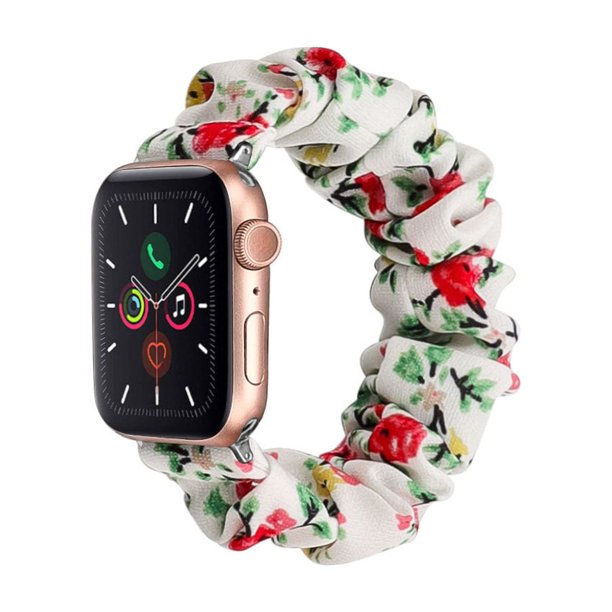 Compatible con Apple Watch Band 38 mm 40 mm 42 mm 44 mm Tejido floral suave Elástico Scrunchies iWatch Bands para Apple Watch Series 6, SE, 5, 4, 3, 2, 1 - Style5, S/38 BANYUO Electrónica