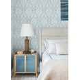 thumbnail image 2 of Chesapeake Helm Damask Light Blue Floral Medallion Wallpaper, 2 of 4