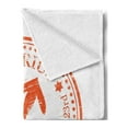 thumbnail image 2 of Zodiac Sagittarius Soft Flannel Fleece Throw Blanket, Grunge Sagittarius Logo with Stars Pattern Constellation Theme, Cozy Plush for Indoor and Outdoor Use, 60" x 80", Orange and White, by Ambesonne, 2 of 5