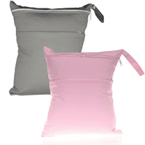 BTEPSGA 2Pcs Cloth Diaper Wet Dry Bags Waterproof Reusable with Two Zippered Pockets Travel Beach Pool Daycare Soiled Baby Items Yoga Gym Bag for Swimsuits or Wet Clothes