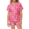 thumbnail image 2 of CONZONE Big Girls Pajama Set Short Sleeve Button Down Shirt and Shorts Floral Print Soft Sleepwear 2 Piece Pjs Set Size 8-9 Years, 2 of 4
