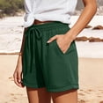 thumbnail image 5 of Women's Casual Loose Shorts with Pockets Drawstring Elastic Waist Summer Beach Vacations Daily Wear Comfortable Soft Shorts for Women | UKHCCC,Army Green L, 5 of 9