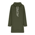 thumbnail image 5 of Weiqiqre Women Sweatshirt Pullover Casual Long Sleeve Split Hem Hoodie Dress with Kangaroo Pocket, 5 of 9
