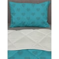 thumbnail image 3 of Funky Comforter & Sham Bedding Set, Heart Shapes on Plain Background Romantic and Aquatic Style Valentines Day, 3 pcs Duvet Set Microfiber Filling Quilt, 5 Sizes, Sea Blue Cadet Blue, by Ambesonne, 3 of 4