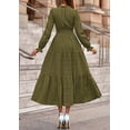 thumbnail image 4 of Vestido PRETTYGARDEN Maxi de Manga Larga con Escote en V Verde Militar XXL, 4 of 8