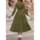 thumbnail image 4 of Vestido PRETTYGARDEN 2025 Otoño Maxi Verde Militar Manga Larga Cuello en V Talle S, 4 of 8
