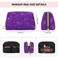thumbnail image 5 of Naloa Purple Glitter Leather Makeup Bag for Purse Travel, Portable Small Cosmetic Organizer for Women and Girls, Make up Bag with Zipper, 5 of 8