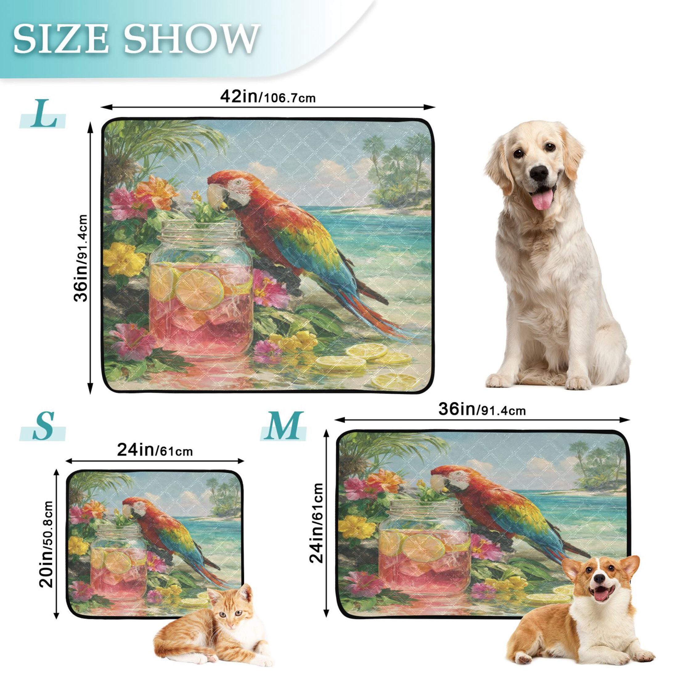 Qxltty Macaw Cat litter Pads Pet Set of 2 Diaper Mats Center Anti-leakage Layer Absorbent Soft and Comfortable
