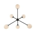 thumbnail image 5 of Monteaux Lighting 39 in. 6-Light Black Sputnik Pendant Light Fixture with Opal Glass Globe Shades, 5 of 10