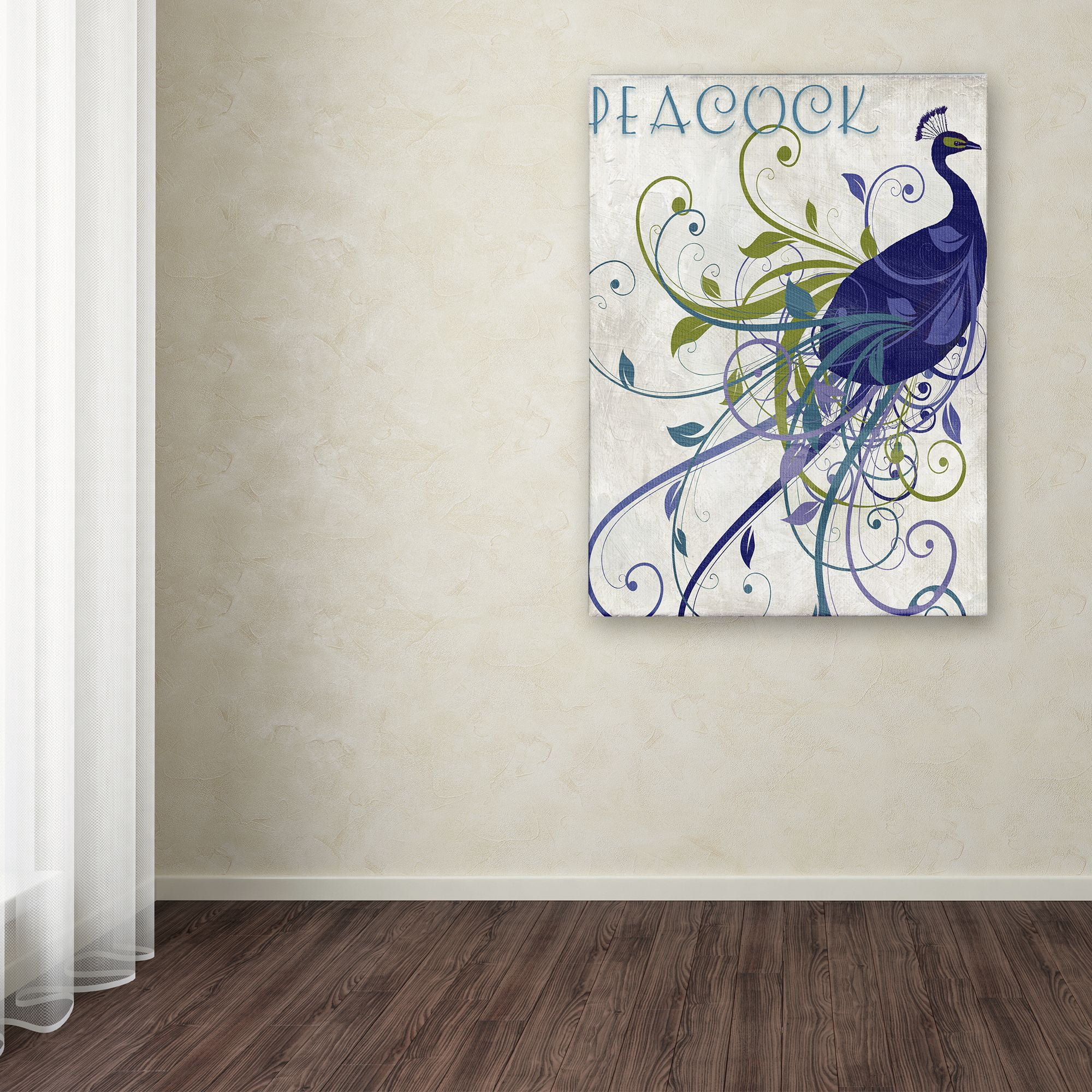 Trademark Fine Art "Peacock Nouveau I" Canvas Art by Color Bakery
