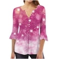 thumbnail image 1 of Camisetas con Cuello en V Mujeres Moda Impresa 3/4 Mangas Blusa, Top Cómodo Casual para el Hogar Y Diario, 1 of 5