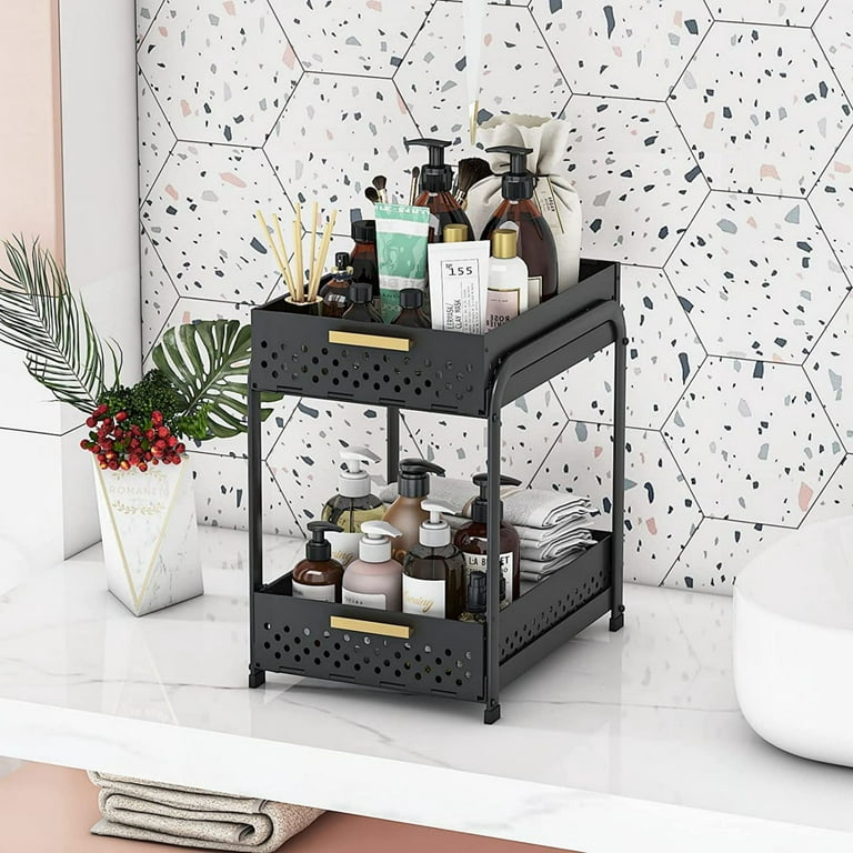 Riousery Under Sink Organizers and Storage 2 Tier Sliding Pull-out Organizer  for Bathroom Kitchen 