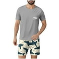thumbnail image 1 of Ensembles de Pyjamas 2 Pcs pour Hommes Ultra Doux Texturés Costumes Athlétiques Extensibles Col Rond Manches Courtes Chemises Athlétiques Extensibles Séchage Rapide Vêtements de Détente Shorts Ensembles d'Été Hommes 2 Pcs Chemise de Nuit, 1 of 6