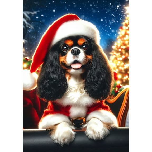 Cavalier King Charles Black/Tan  - Best of Breed DCR Christmas Garden Flag 12" x 17"