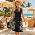 thumbnail image 3 of Garronmavis Matching Vacation Outfits for Couples Mens Button Down Shirt Short Sleeve Shirt and Women Beach Vacation Casual Sundress Black Polynesian Sleeveless Dress Size M, 3 of 7