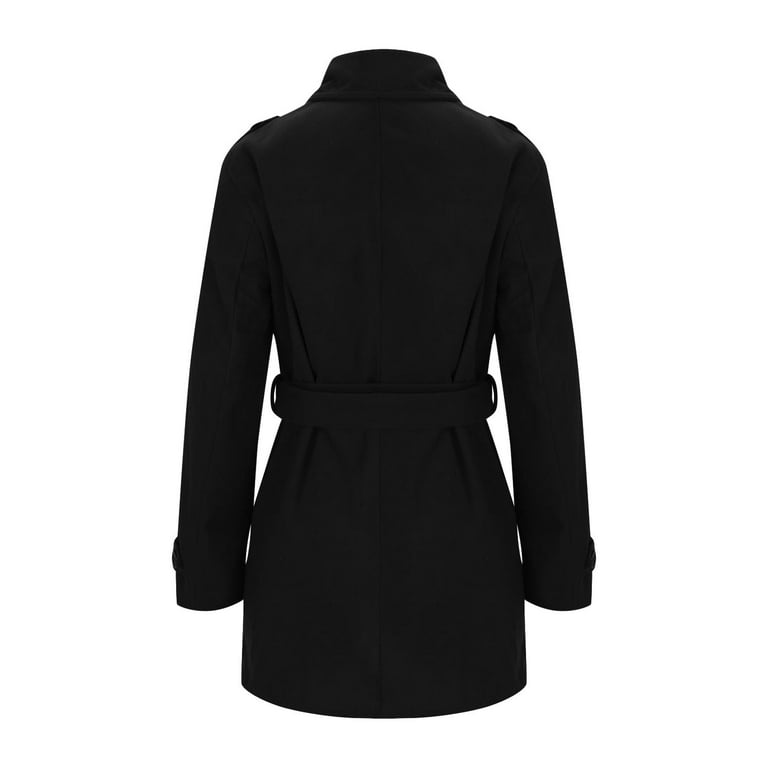 WXLWZYWL Women's Trench Coat Long Double Breasted Peacoat