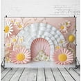 thumbnail image 2 of Daisy Arch Wall Baby Shower Backdrop Pink White Floral 1st Birthday Photography Background for Girls Pink Daisy Birthday Party Decorations Banner Supplies Photo Booth Props, 2 of 4