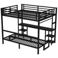 thumbnail image 6 of YIYADO Queen Over Twin XL Metal Bunk Bed with Desk & Shelves, Multi-Functional Loft Bed Converts to Sofa with LED Lights & USB Ports, 6 of 7