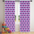 thumbnail image 5 of Blackout Kids Curtains,Pink Purple Checkered Pattern Childrens Insulated Curtains Set Of 2,Bedroom Essentials,Toddler Room Decor 42"x84", 5 of 5
