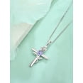 thumbnail image 4 of VESITIM Cross Pendant Necklace Sterling Silver Infinite Rose Flower Necklace Women Faith Jewelry Gift with June Birthstone Created Alexandrite, 4 of 7