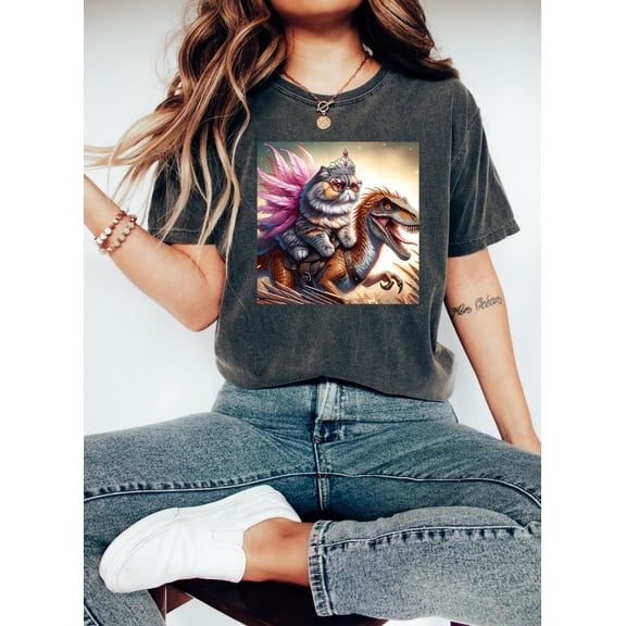 Princess Donut Dungeon Crawler Carl Tshirt, Sci-Fi Book Lover Tee, Bookish Apparel For Book Lovers, Cat Riding Dinosaur Shirt