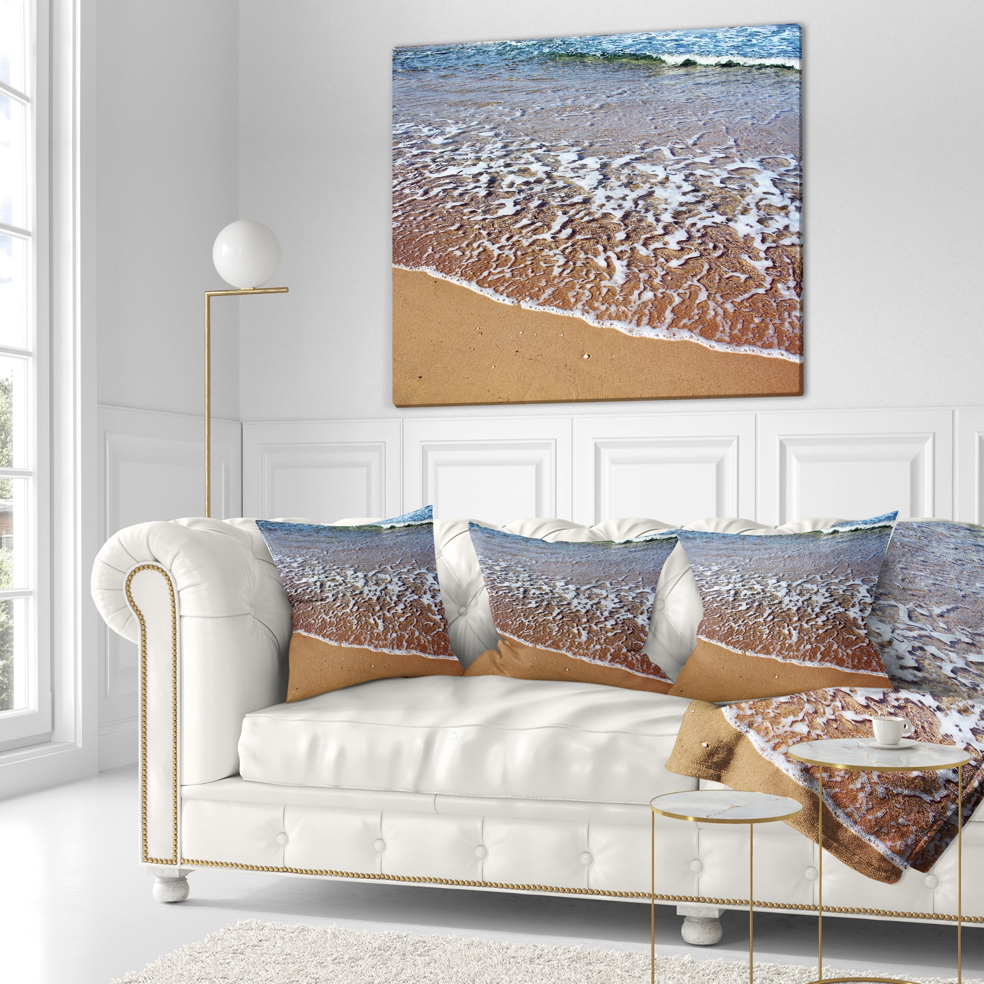 Designart Ashdod Israel Clear Seashore - Modern Beach Throw Pillow - 16x16