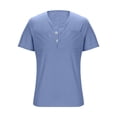 thumbnail image 3 of Sakmal Polo Shirts Men Linen Casual Button Down Short Sleeve Tshirts Solid Blue Shirts for Men 2XL, 3 of 5
