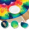 thumbnail image 4 of Colorful Rainbow Tie Dye Spiral Pattern Round Fitted Tablecloth with Elastic Edge,Dining Table Cover Waterproof,Outdoor Round Tablecloth for Camping,Dining,Indoor and Outdoor, 4 of 7