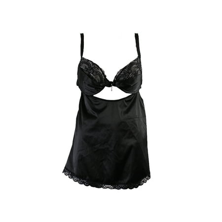 Urban Intimates Plus Size Black Lace Inset Babydoll 1X