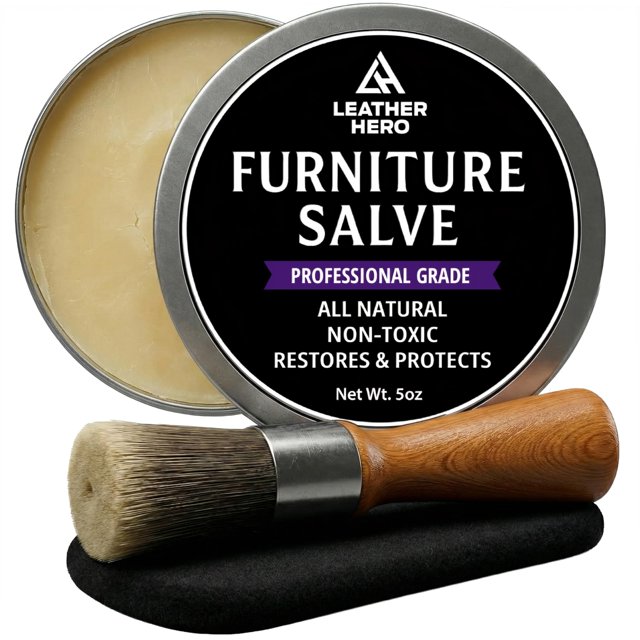 Pulidor Furniture Salve para cuero y madera, 150 ml, con juego de cepillos