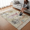 thumbnail image 5 of Area Rug with Tassels 3' x 5', Watercolor Marine Octopus Starfish Kitchen Runner Rug for Hallway Bedroom Throw Rugs, Sailboat Shell on Retro Newspaper Soft Door Mat for Bathroom Entrance Living Room, 5 of 9