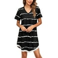 thumbnail image 2 of MAWCLOS Robe T-shirt pour Femmes T-shirt Courte Mini Robes Évasées Robe d'Été Simple Tunique de Vacances Tenue d'Intérieur Noir TTG, 2 of 5