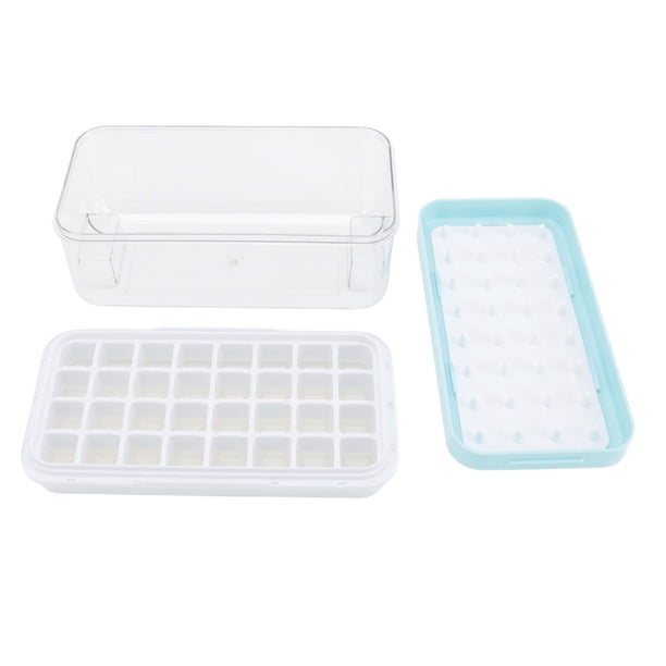 Bandeja De Silicona Para Cubitos De Hielo Con Tapa Y Caja De Almacenamiento De Hielo, Molde Para Hacer Hielo De Grado Alimenticio Para Cocina Casera, Ideal Para Whisky, Jugo Y