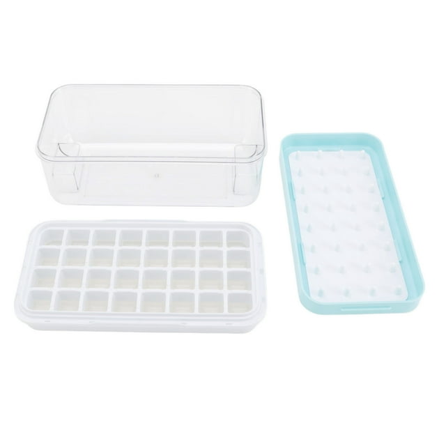 Bandeja De Silicona Para Cubitos De Hielo Con Tapa Y Caja De Almacenamiento De Hielo, Molde Para Hacer Hielo De Grado Alimenticio Para Cocina Casera, Ideal Para Whisky, Jugo Y