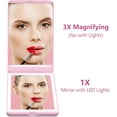 thumbnail image 5 of Rechargeable LED Travel Makeup Mirror – 1x/3x Magnifying, Dimmable, Folding, Handheld – Gift for Girls,Pink, 5 of 9