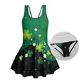 thumbnail image 6 of Uourmeti Girls' Sleeveless Skirted One Piece Swimsuit - Clover & Musical Note Print, Quick Dry Stretch Swim Dress for Beach & Pool, 3-13 Years, 6 of 8