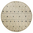 thumbnail image 1 of homeroots home decor 396176 4’ Round Cream and Blue Stripe Diamond Area Rug, 1 of 1