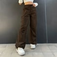 thumbnail image 2 of Cargo Pants Women Low Waist Loose Casual Baggy Wide Leg Sweatpants Drawstring Hippie Jogger Trousers Streetwear, 2 of 7