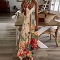 thumbnail image 2 of Kvture Summer Dresses for Women Sleeveless Casual Floral Beach Sundress Boho V-Neck Spaghetti Strap Maxi Dress G Multicolor, 2 of 5