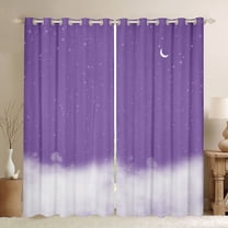 jejeloiu Starry Sky Clouds Black Out Curtains,Outer Space Galaxy Theme Curtains Pack of 2 (42x63 Each),Purple White Ombre Bedroom Curtains For Girls,Super Cozy Room Decor